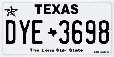 TX license plate DYE3698