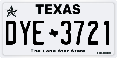 TX license plate DYE3721