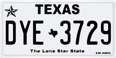 TX license plate DYE3729