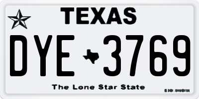TX license plate DYE3769