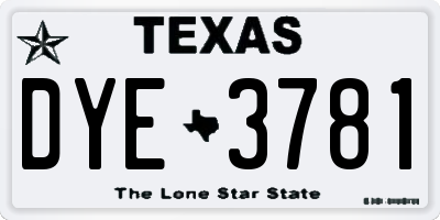 TX license plate DYE3781