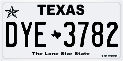 TX license plate DYE3782