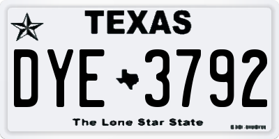 TX license plate DYE3792