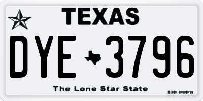 TX license plate DYE3796
