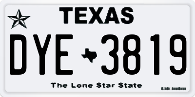 TX license plate DYE3819