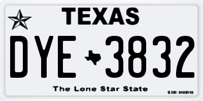 TX license plate DYE3832