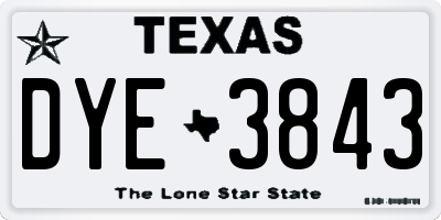 TX license plate DYE3843