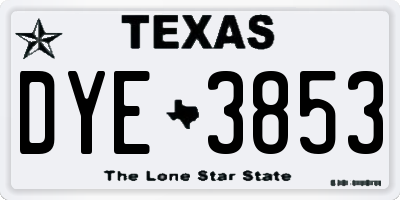 TX license plate DYE3853