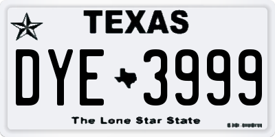 TX license plate DYE3999