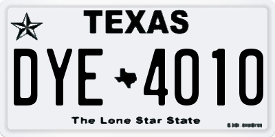 TX license plate DYE4010