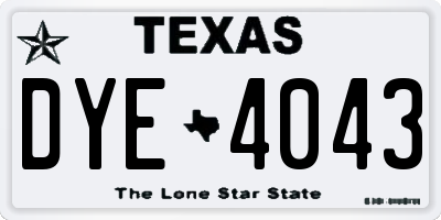 TX license plate DYE4043