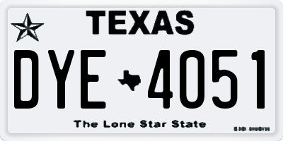 TX license plate DYE4051