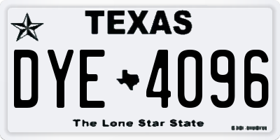 TX license plate DYE4096