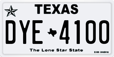 TX license plate DYE4100