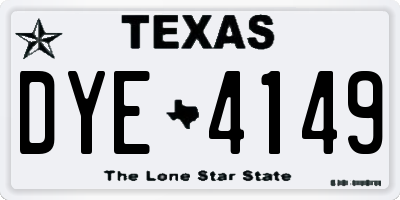 TX license plate DYE4149
