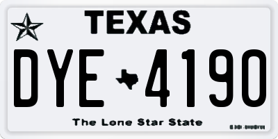 TX license plate DYE4190