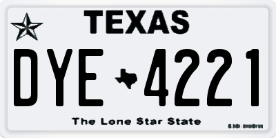 TX license plate DYE4221