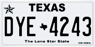TX license plate DYE4243