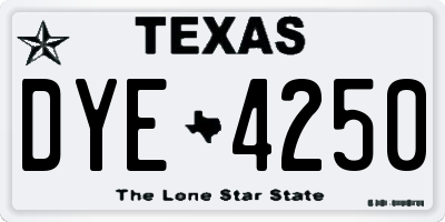 TX license plate DYE4250