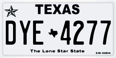 TX license plate DYE4277