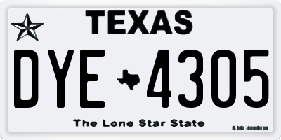 TX license plate DYE4305