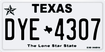 TX license plate DYE4307