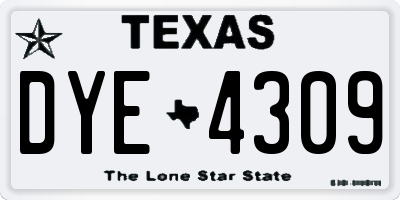 TX license plate DYE4309