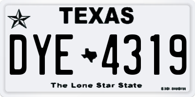 TX license plate DYE4319