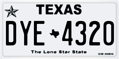 TX license plate DYE4320
