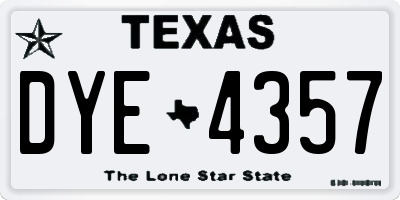 TX license plate DYE4357