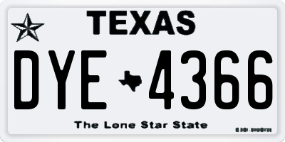 TX license plate DYE4366