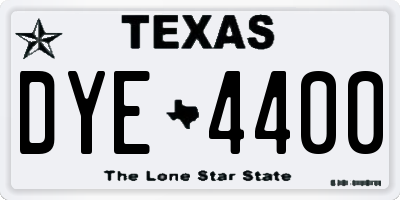 TX license plate DYE4400
