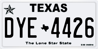 TX license plate DYE4426