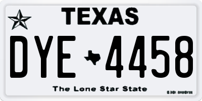TX license plate DYE4458
