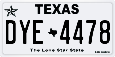 TX license plate DYE4478