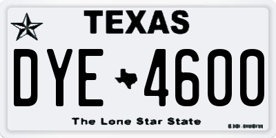 TX license plate DYE4600