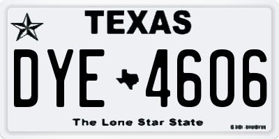TX license plate DYE4606