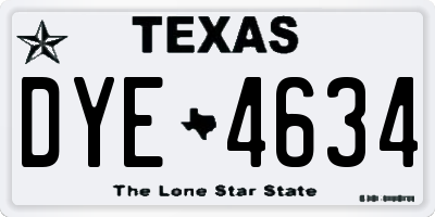 TX license plate DYE4634
