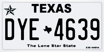 TX license plate DYE4639