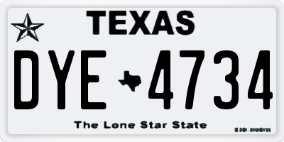 TX license plate DYE4734