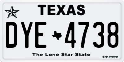 TX license plate DYE4738