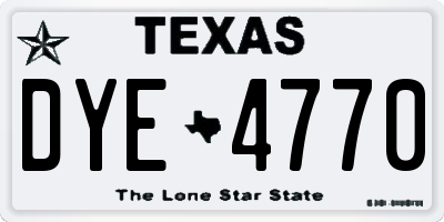 TX license plate DYE4770