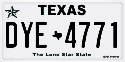 TX license plate DYE4771