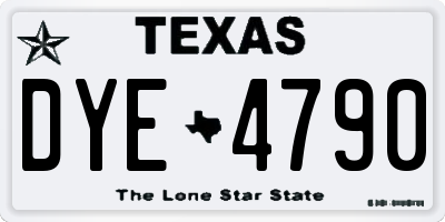 TX license plate DYE4790