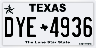 TX license plate DYE4936