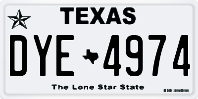 TX license plate DYE4974