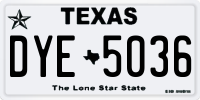 TX license plate DYE5036
