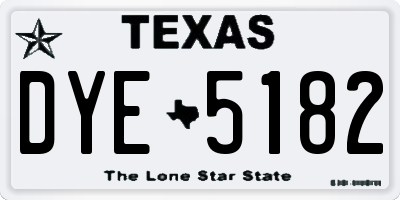 TX license plate DYE5182