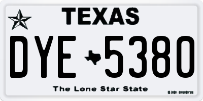 TX license plate DYE5380
