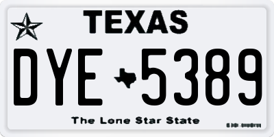 TX license plate DYE5389